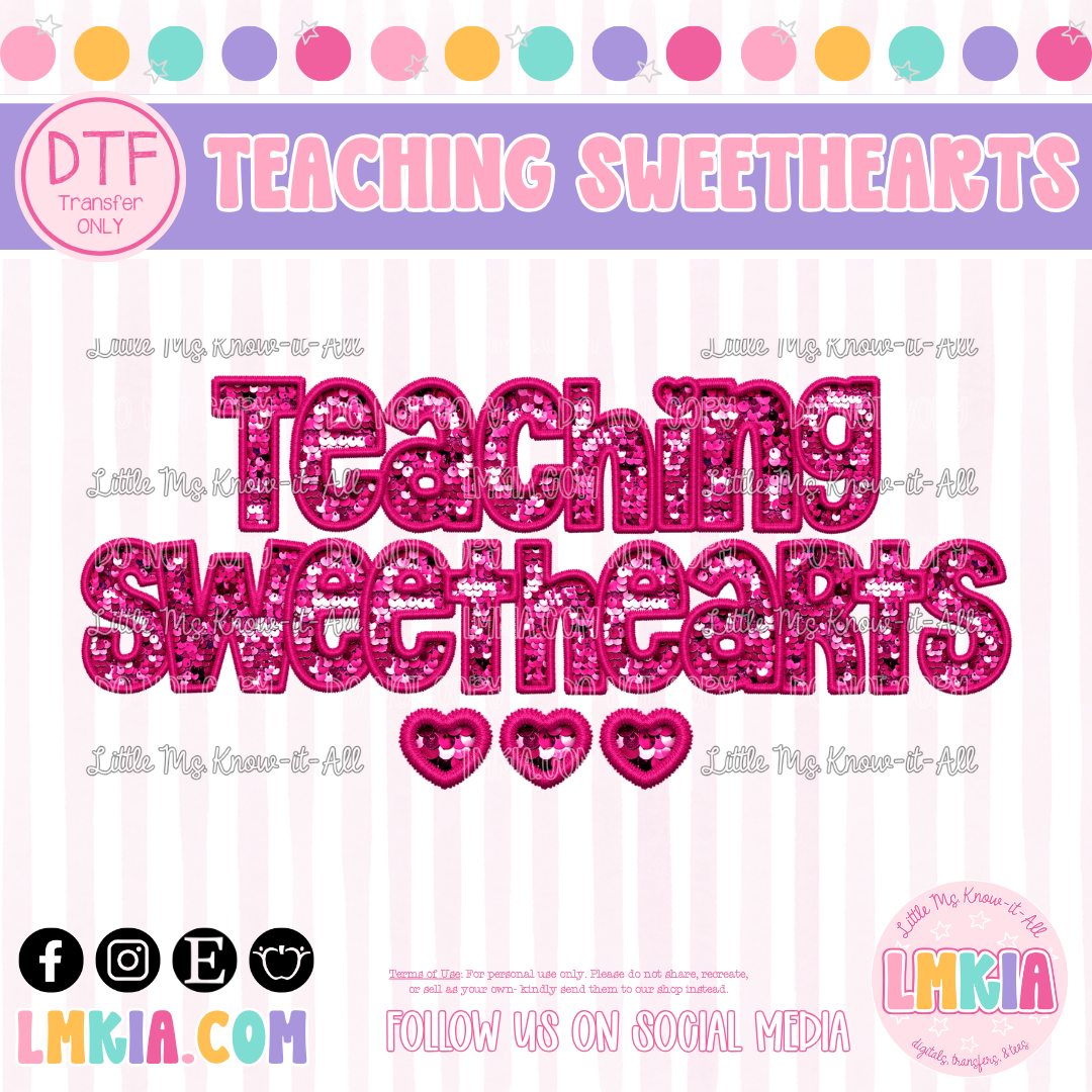 Teaching Sweethearts Faux Sequin DTF Transfer