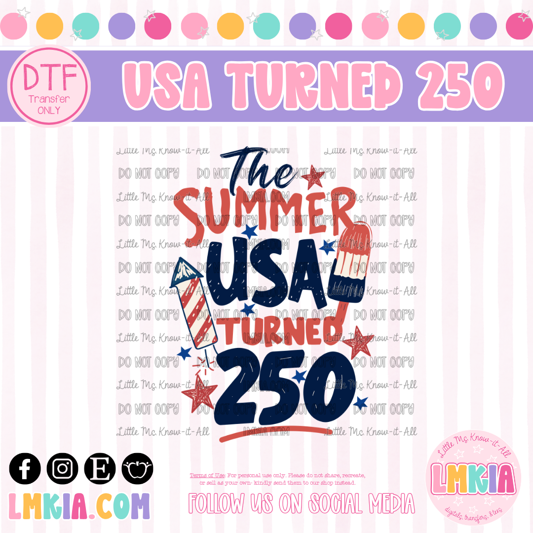 USA Turned 250 DTF Transfer