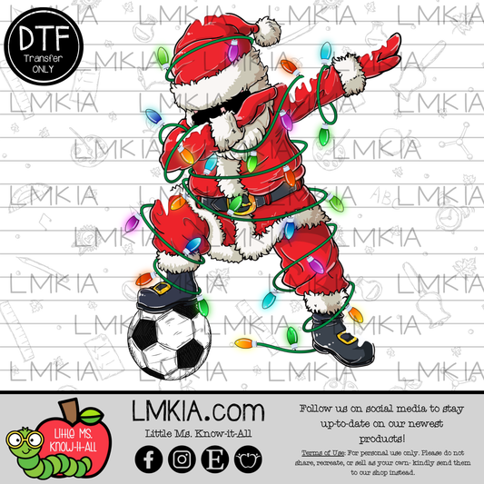 Dabbing Soccer Santa DTF Transfer