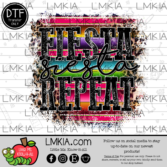 Fiesta Siesta Repeat DTF Transfer