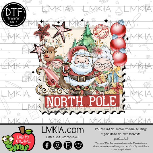 Santa Christmas Stamp DTF Transfer