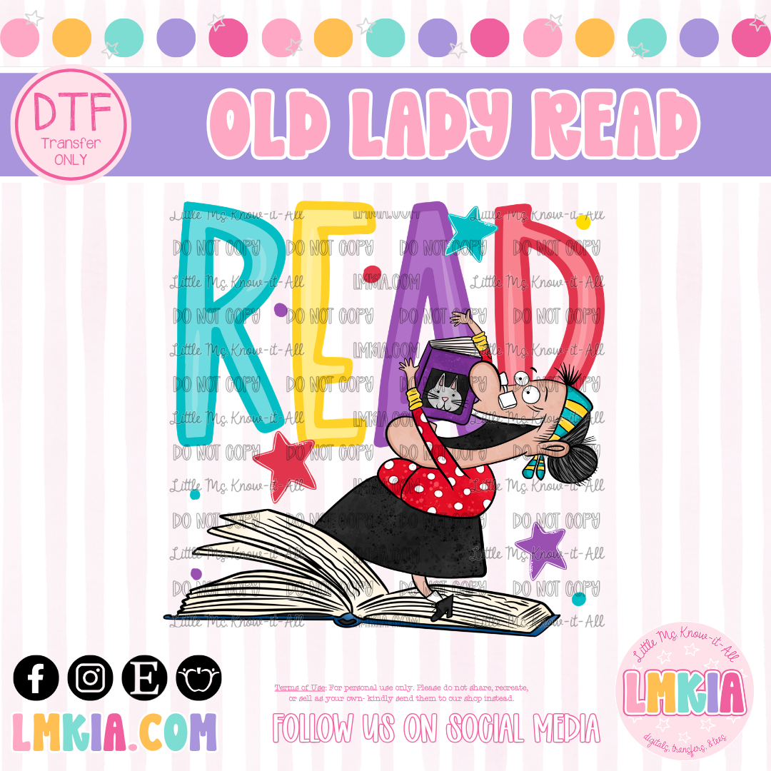 Old Lady Read DTF Transfer
