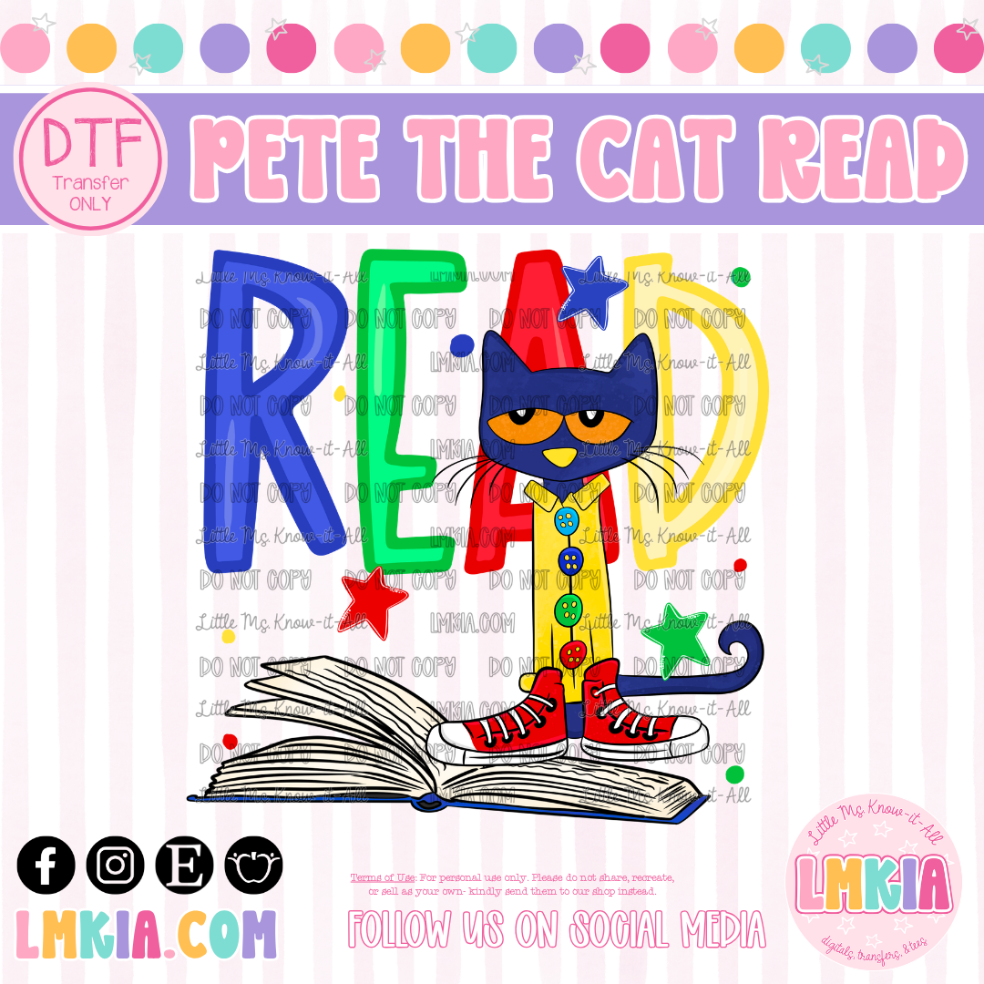 Cat Read DTF Transfer