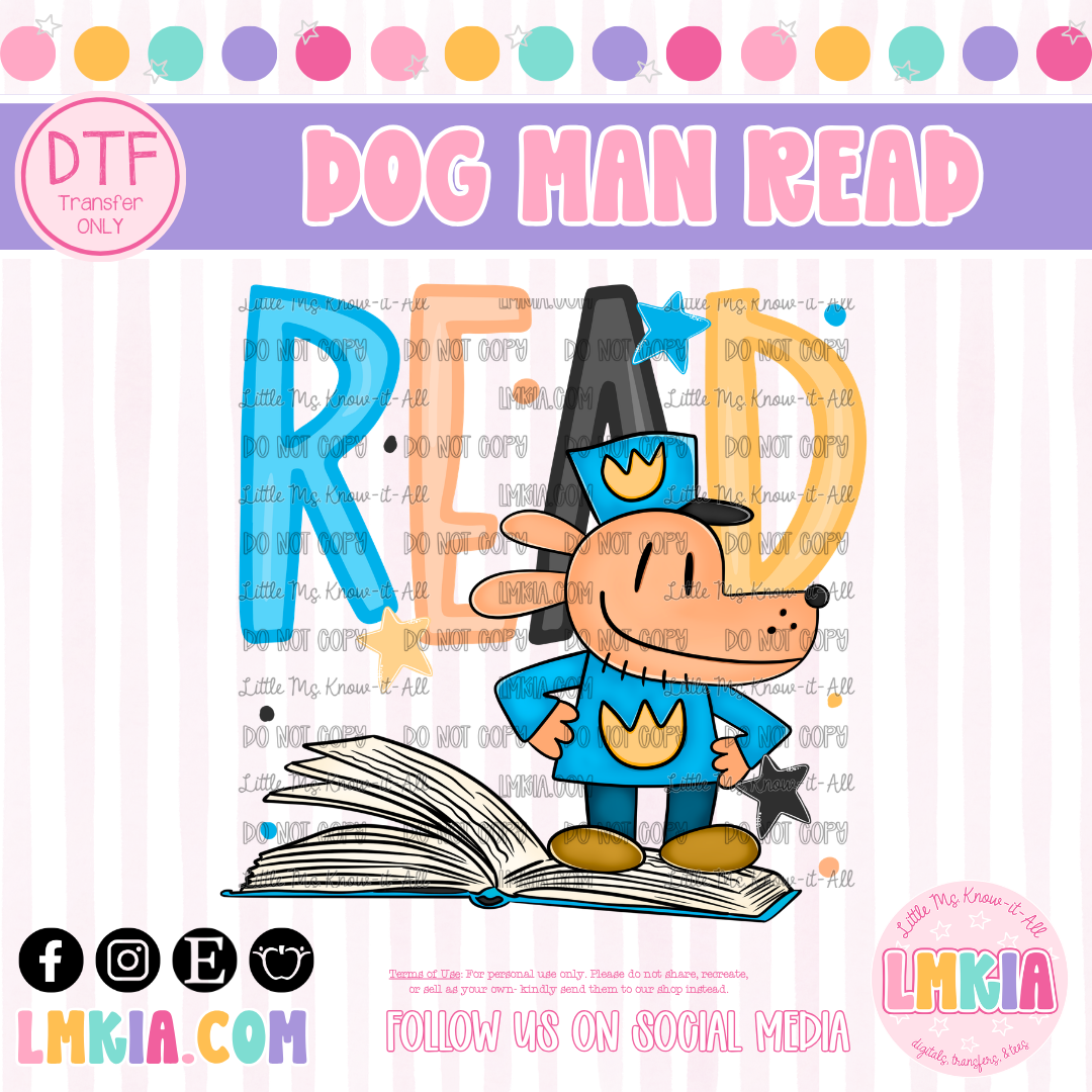 Man Dog Read DTF Transfer