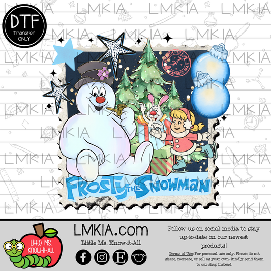Snowman Christmas Stamp DTF Transfer