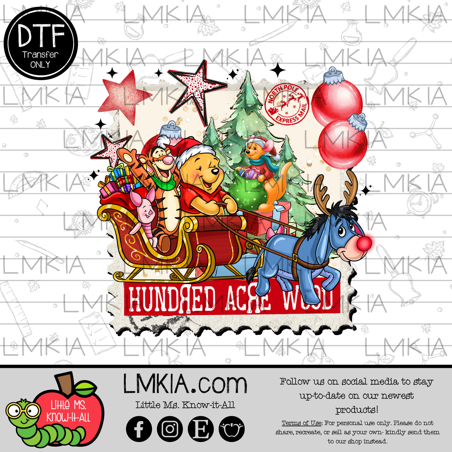 Bear Christmas Stamp DTF Transfer