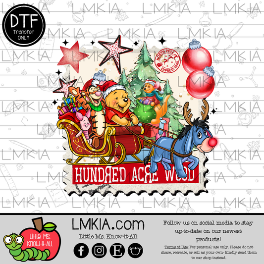 Bear Christmas Stamp DTF Transfer