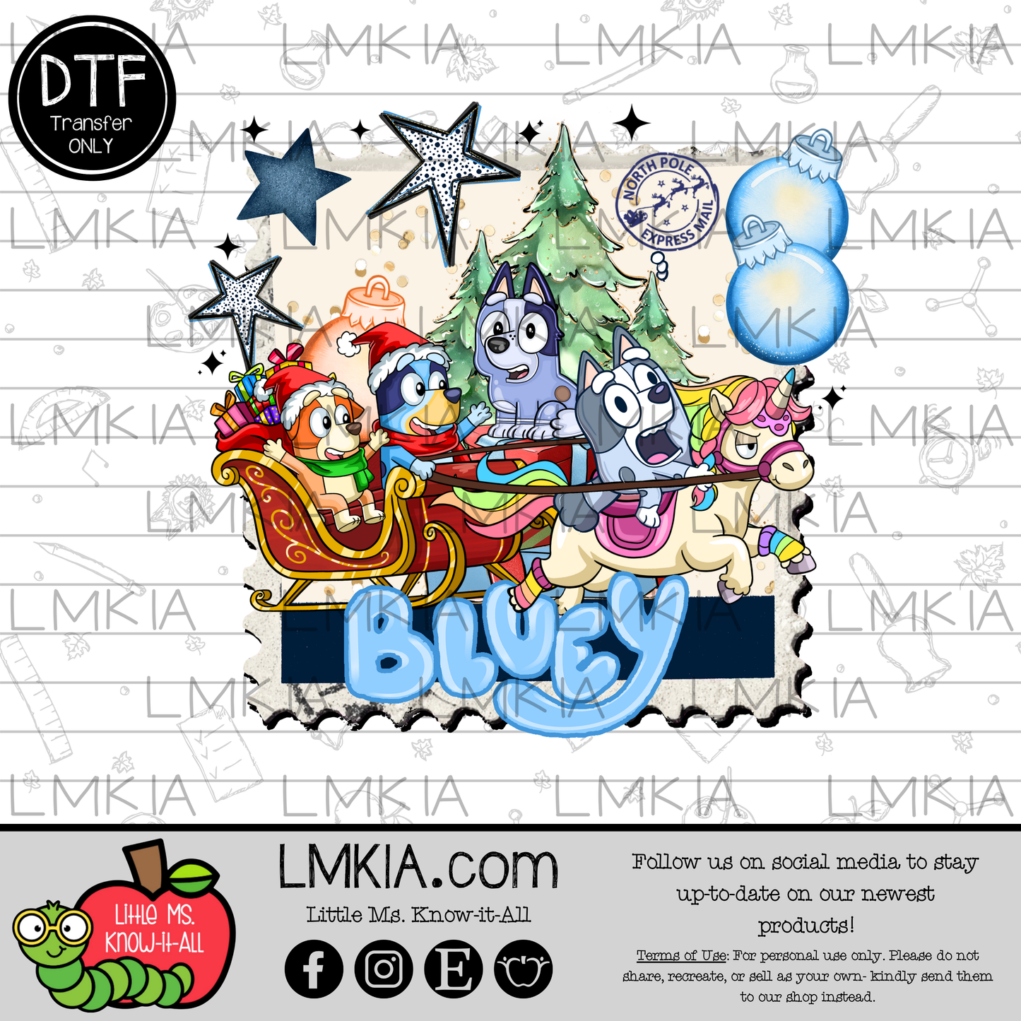 Dogs Christmas Stamp DTF Transfer