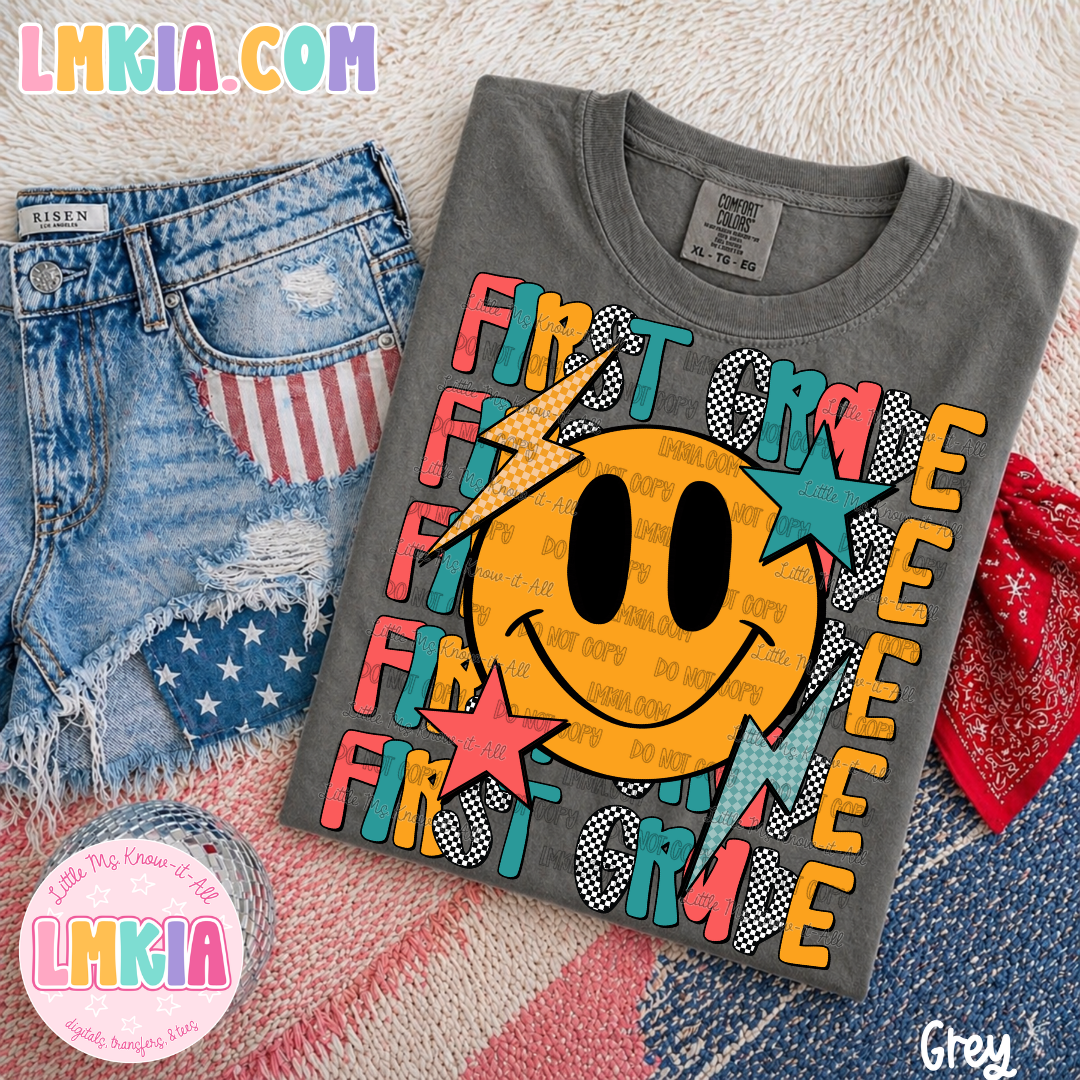 Retro Smiley Grade Level Teacher Team T-Shirt