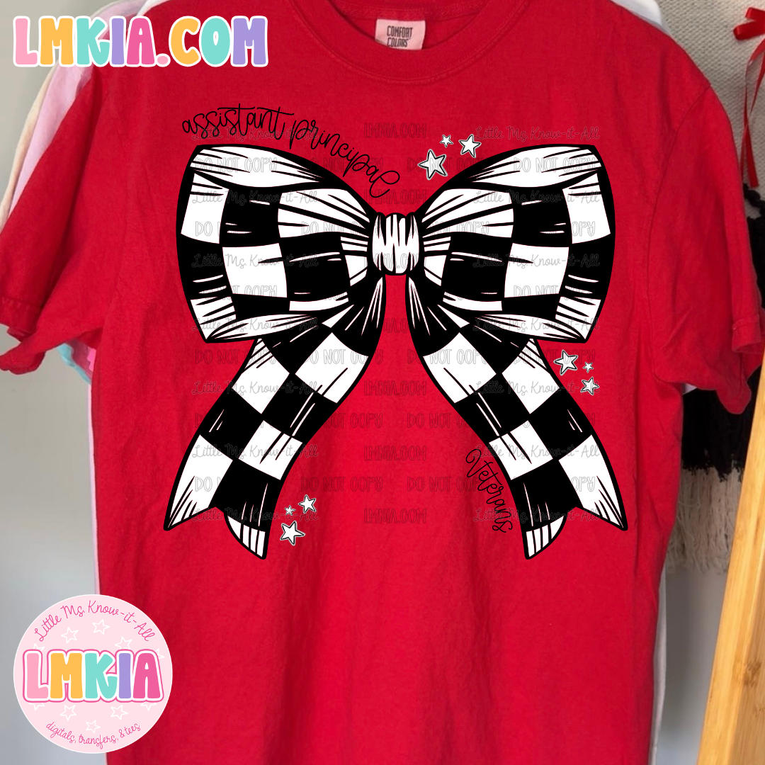 Custom Checkered Bow School Spirit T-Shirt