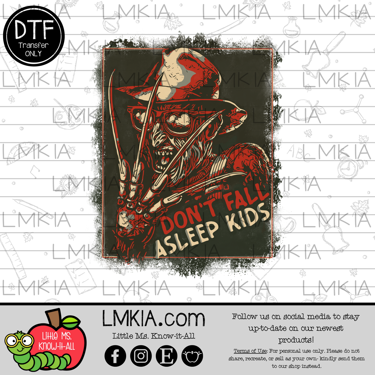 Don't Fall Asleep Kids DTF Transfer