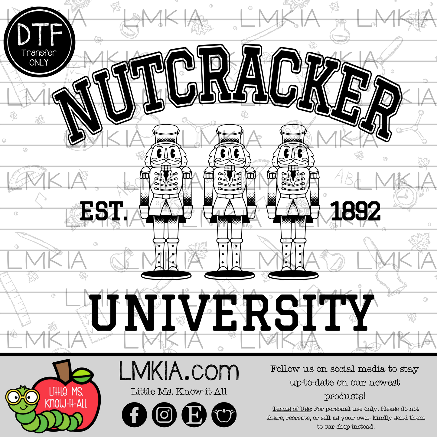Nutcracker University DTF Transfer