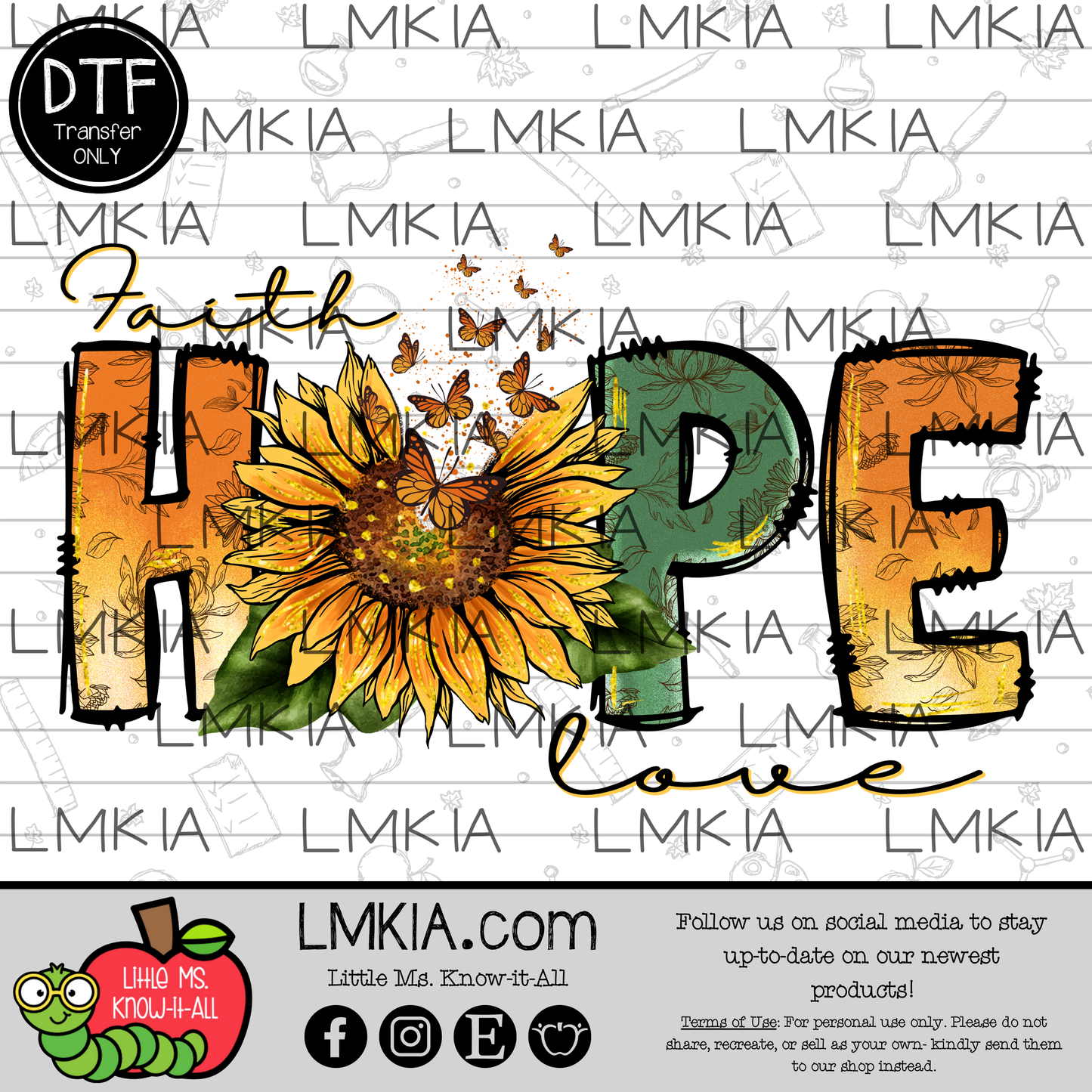 Faith Hope Love DTF Transfer