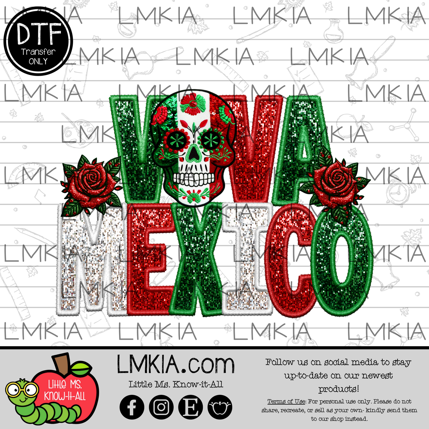 Viva Mexico Skull DTF Transfer