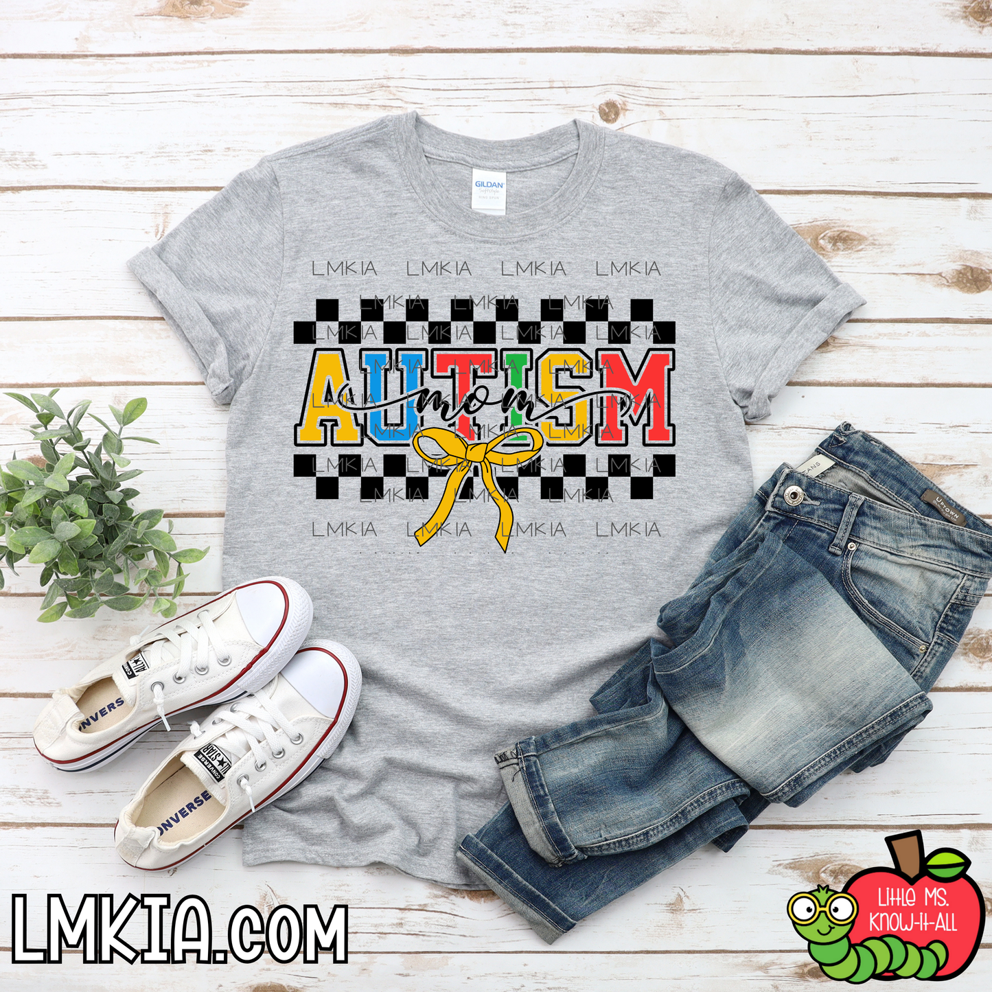 Autism Mama Checkered T-Shirt