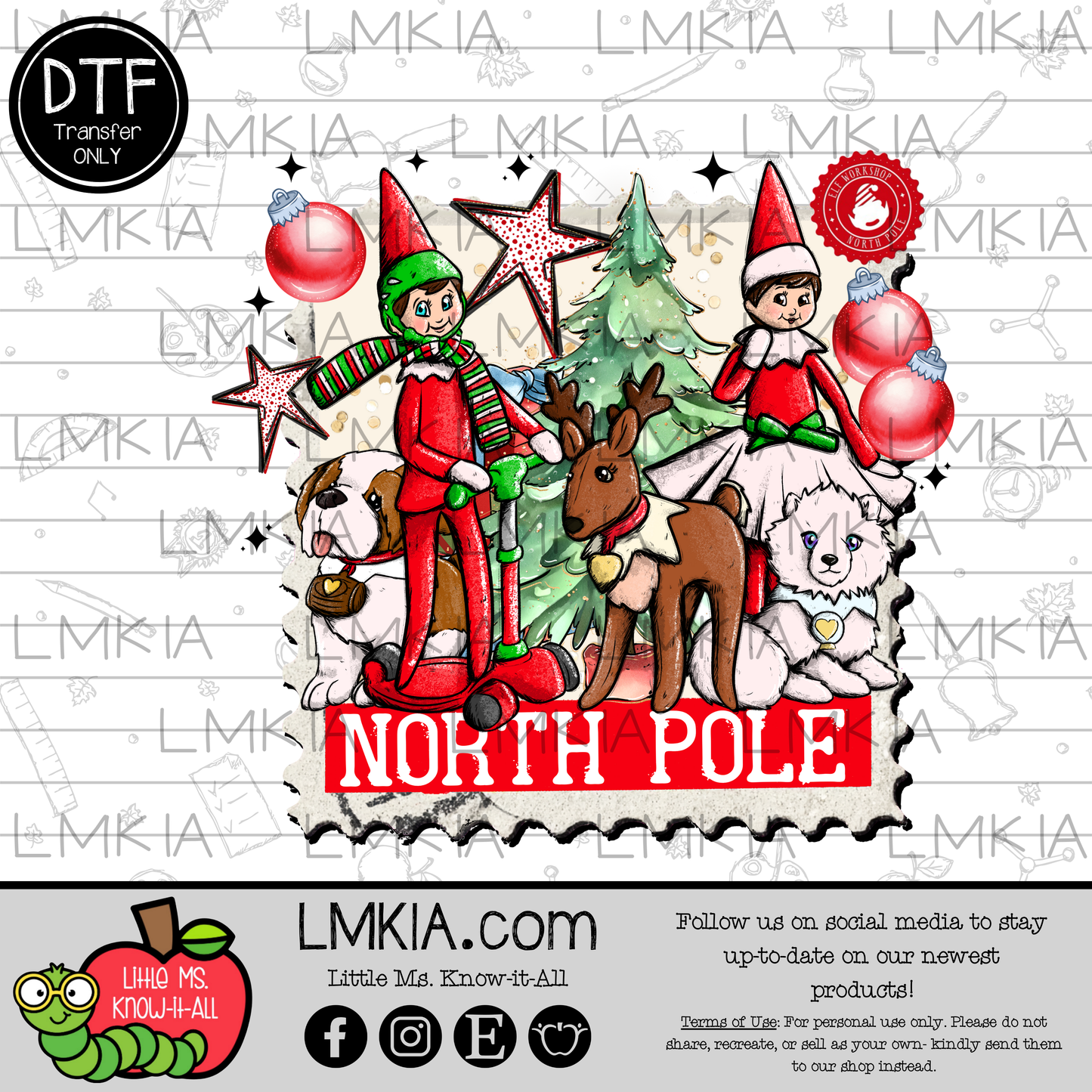 Elf Christmas Stamp DTF Transfer