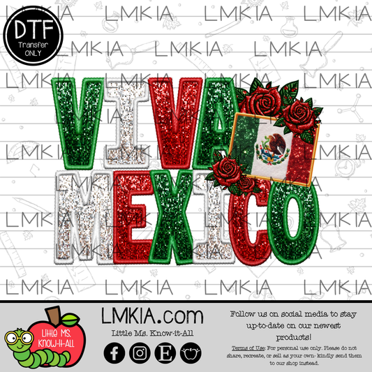 Viva Mexico Flag DTF Transfer