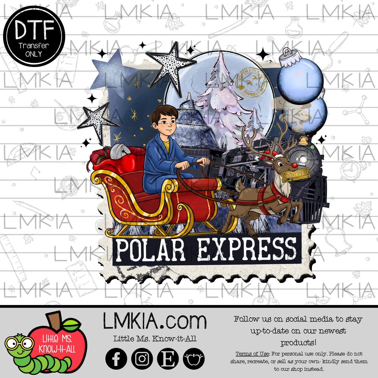 Train Christmas Stamp DTF Transfer