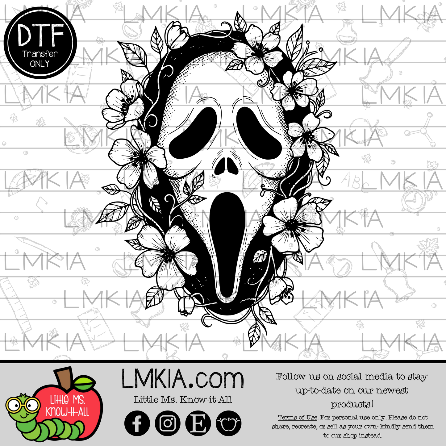 Spooky Floral Ghost DTF Transfer