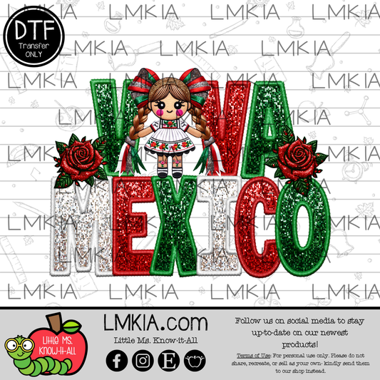 Viva Mexico Doll DTF Transfer