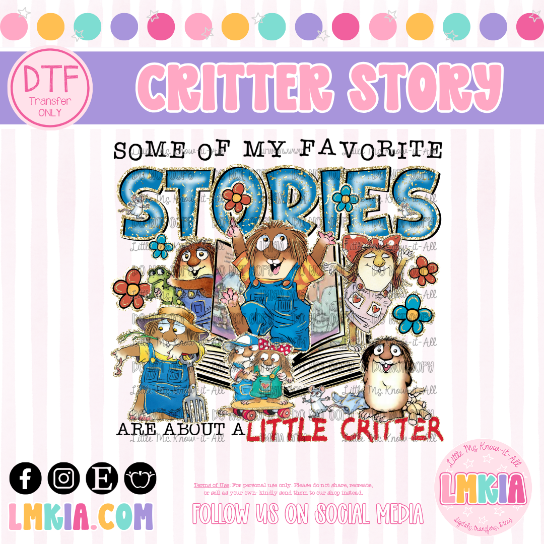 Critter Story DTF Transfer