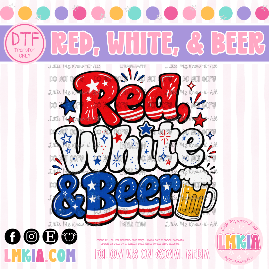 Red, White, & Beerr DTF Transfer