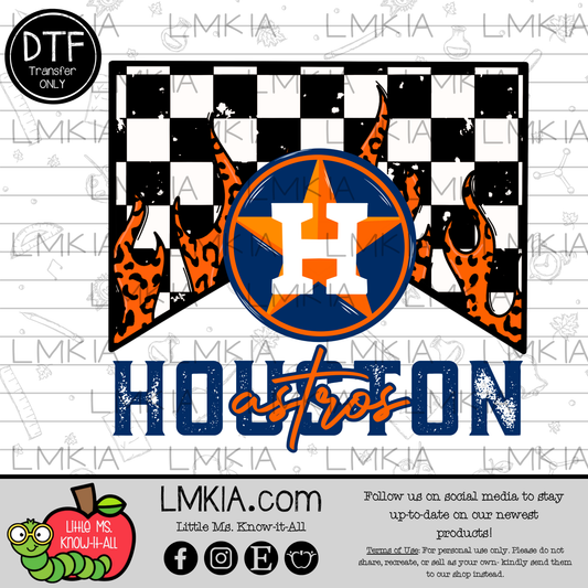 Flame Houston Baseball DTF Transfer