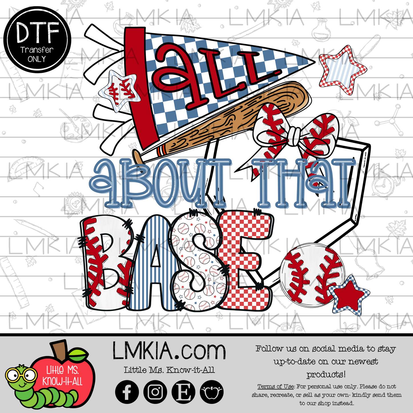 Baseball All About That Base DTF Transfer