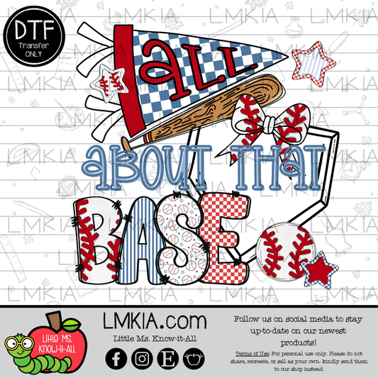 Baseball All About That Base DTF Transfer