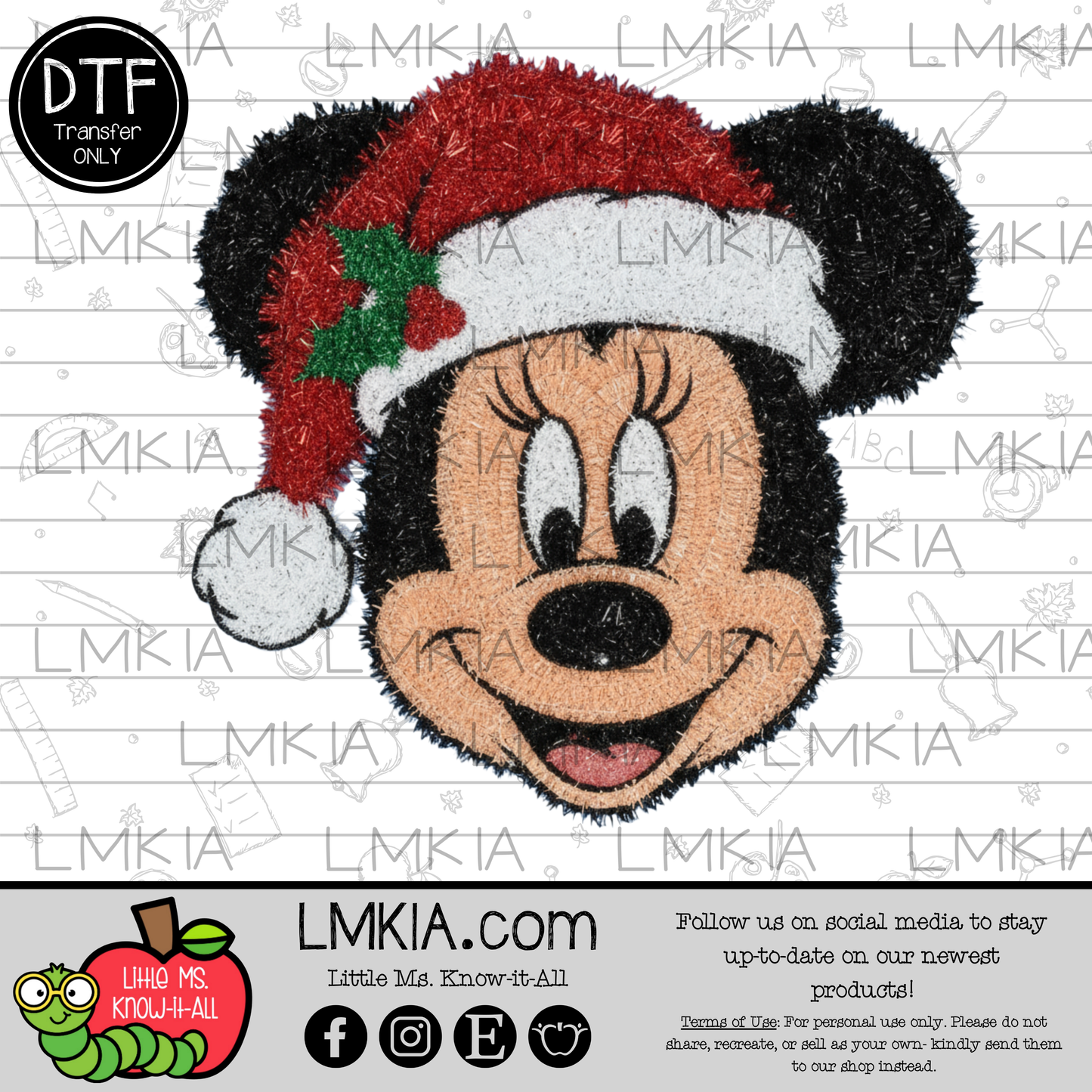 Tinsel Girl Mouse Christmas DTF Transfer