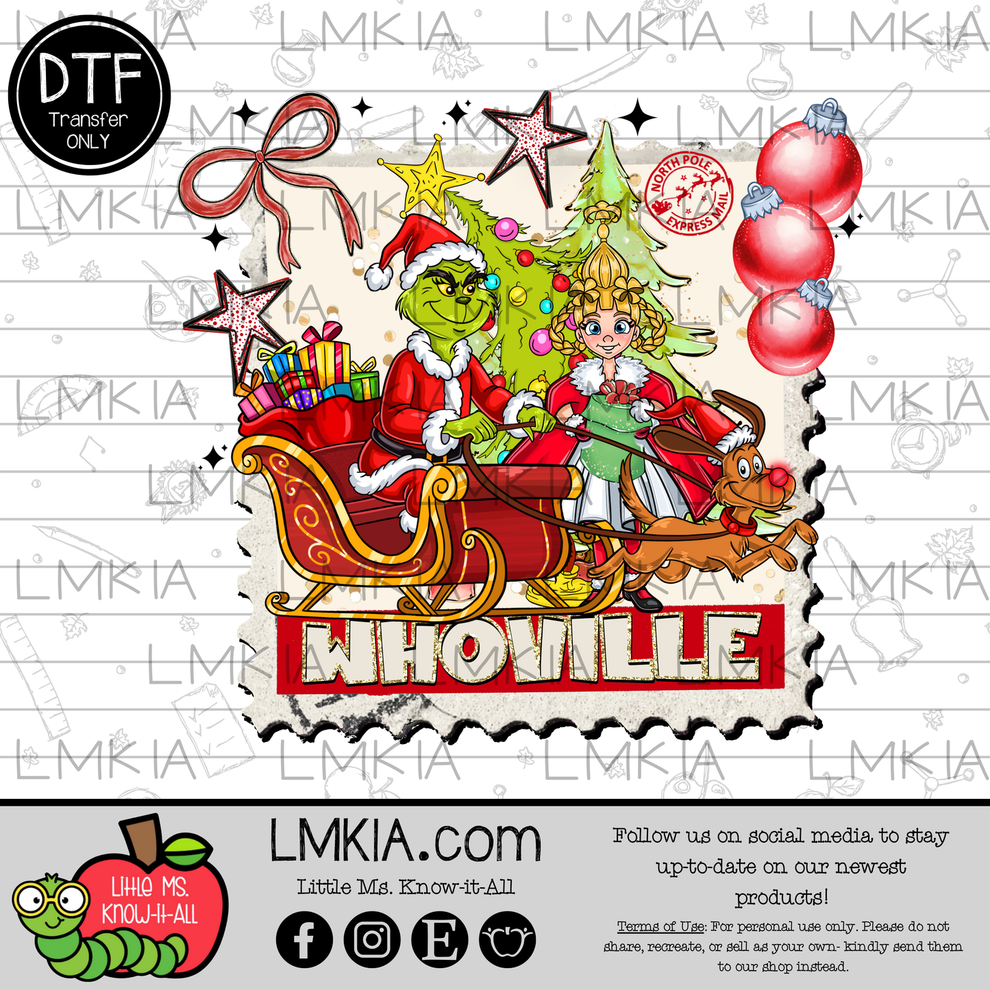 Green Man Christmas Stamp DTF Transfer