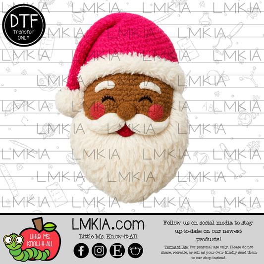 Faux Yarn Pink Santa DTF Transfer