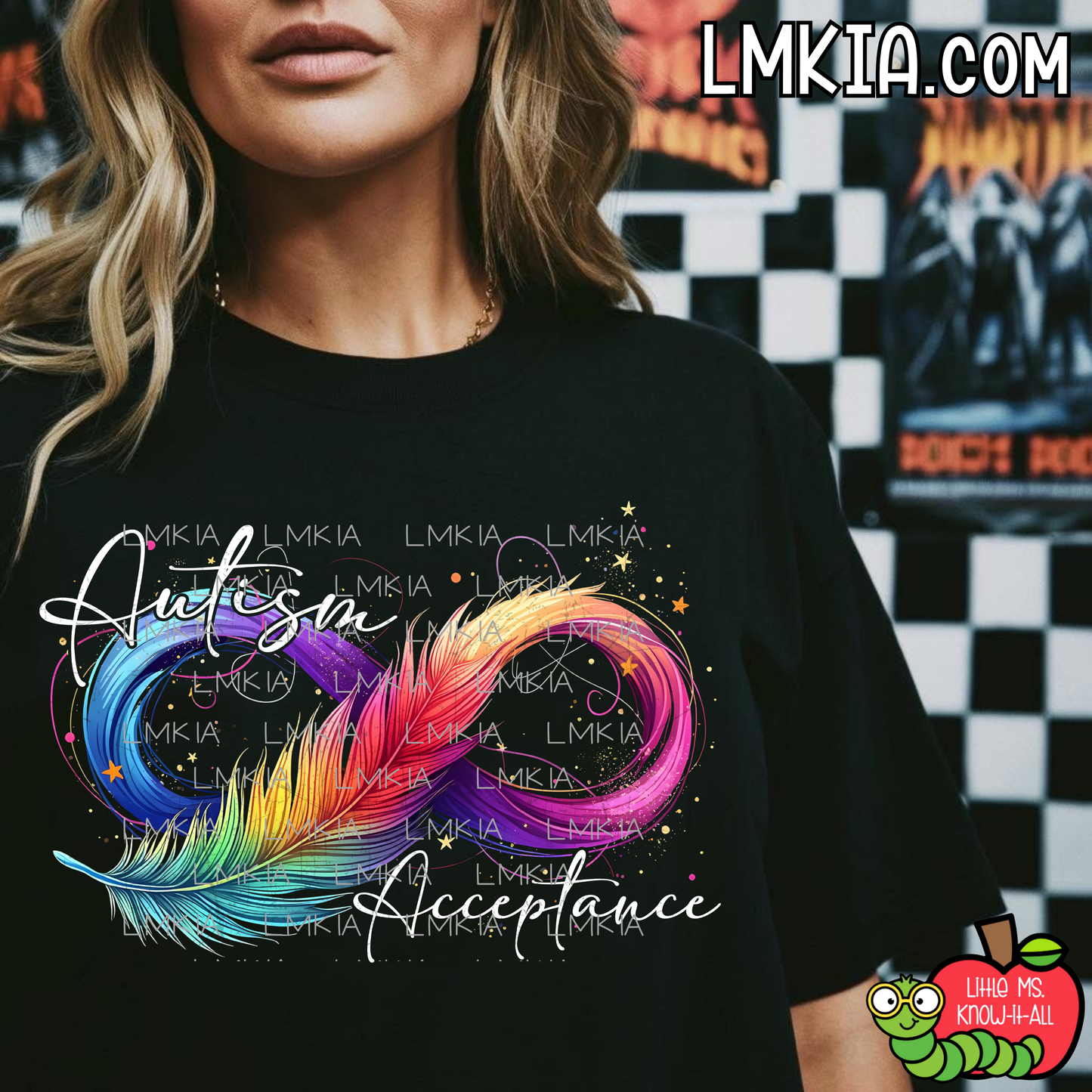 Autism Acceptance Rainbow Infinity Feather T-Shirt