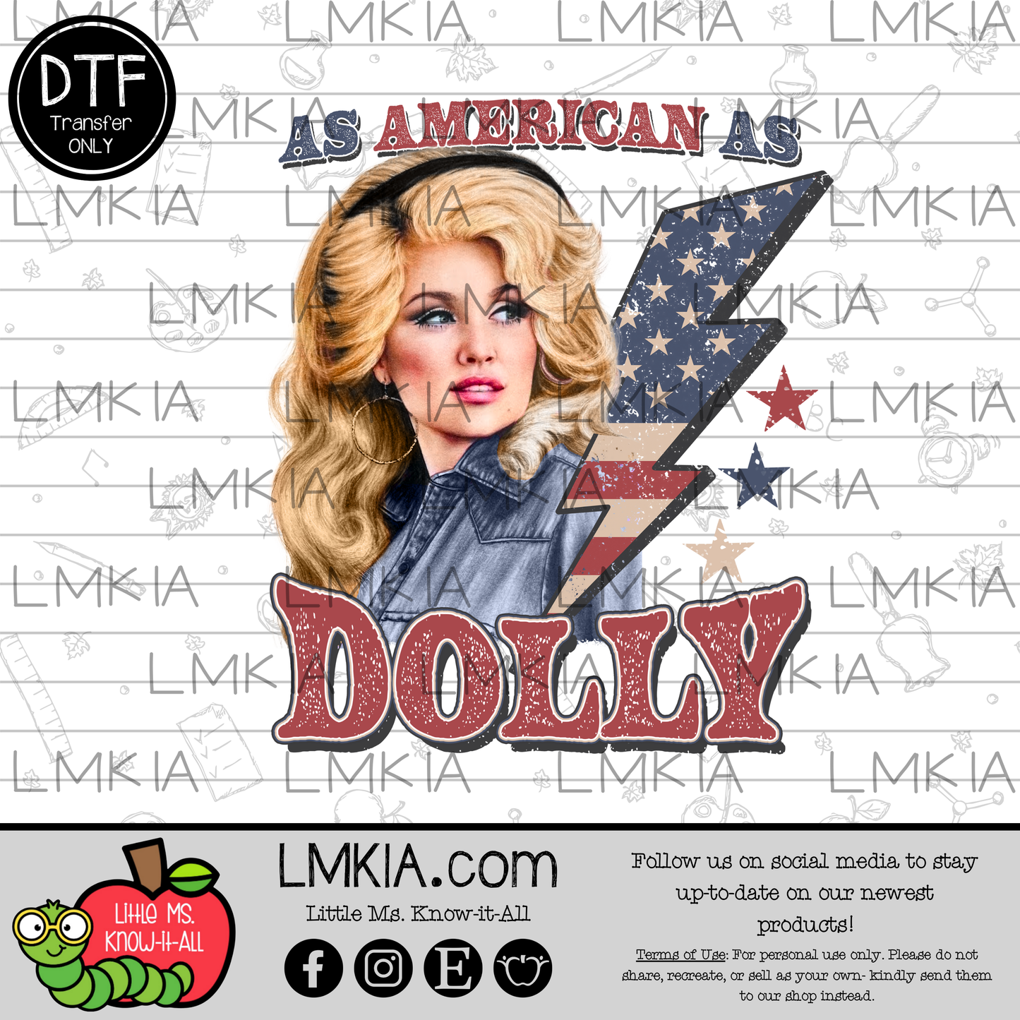 As American As Dolly DTF Transfer