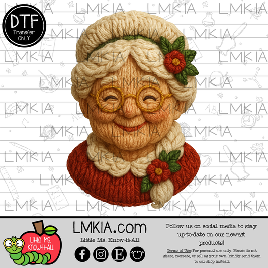 Faux Yarn Mrs. Claus DTF Transfer
