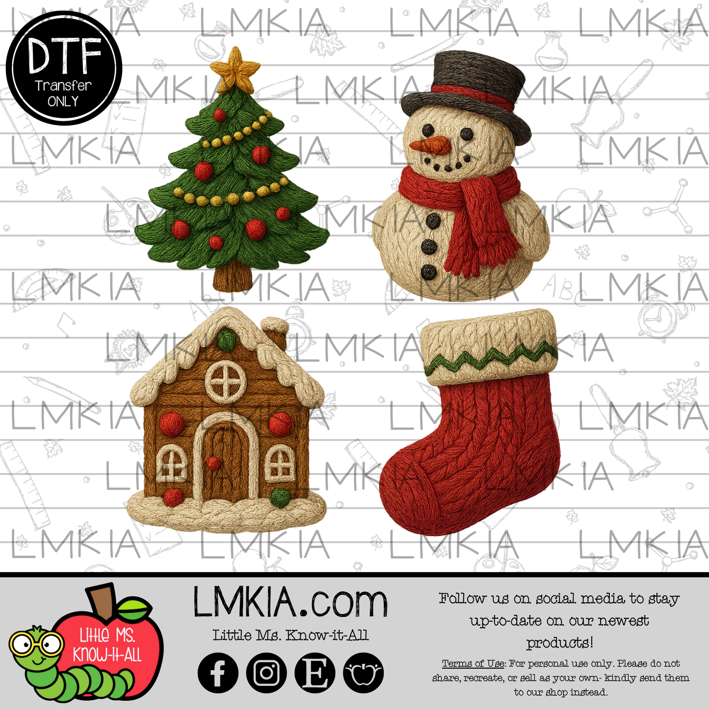 Faux Yarn Christmas DTF Transfer