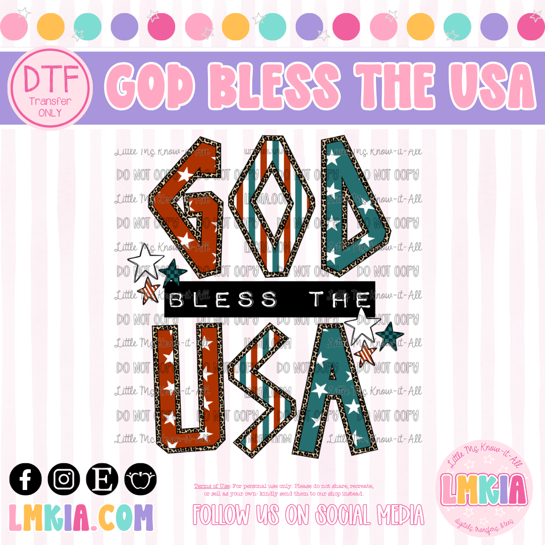 God Bless The USA DTF Transfer