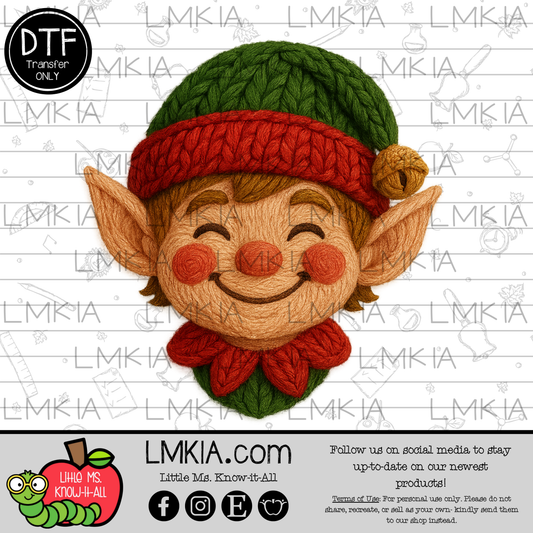 Faux Yarn Boy Elf DTF Transfer