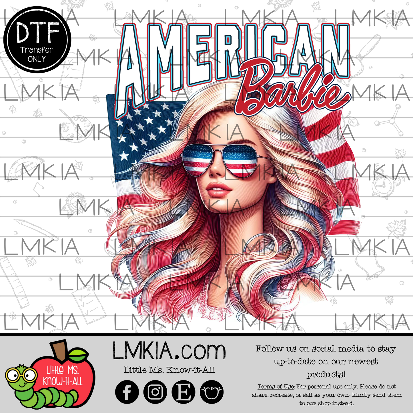 American Doll DTF Transfer