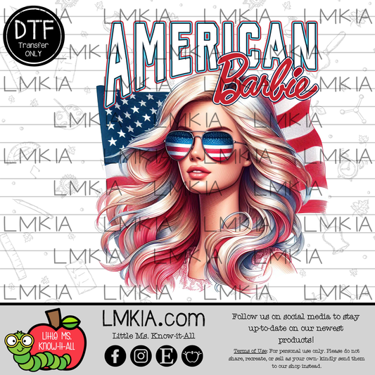 American Doll DTF Transfer