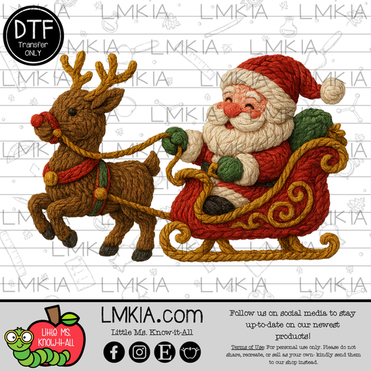 Faux Yarn Santa DTF Transfer