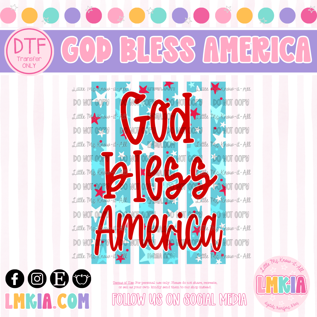 God Bless America DTF Transfer