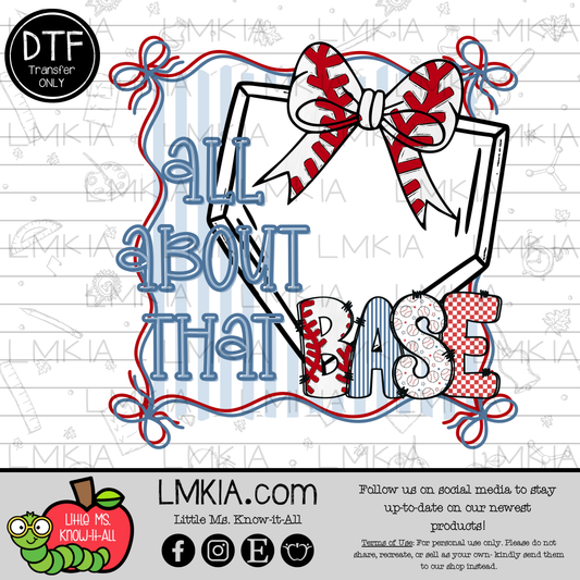 Baseball All About That Base DTF Transfer