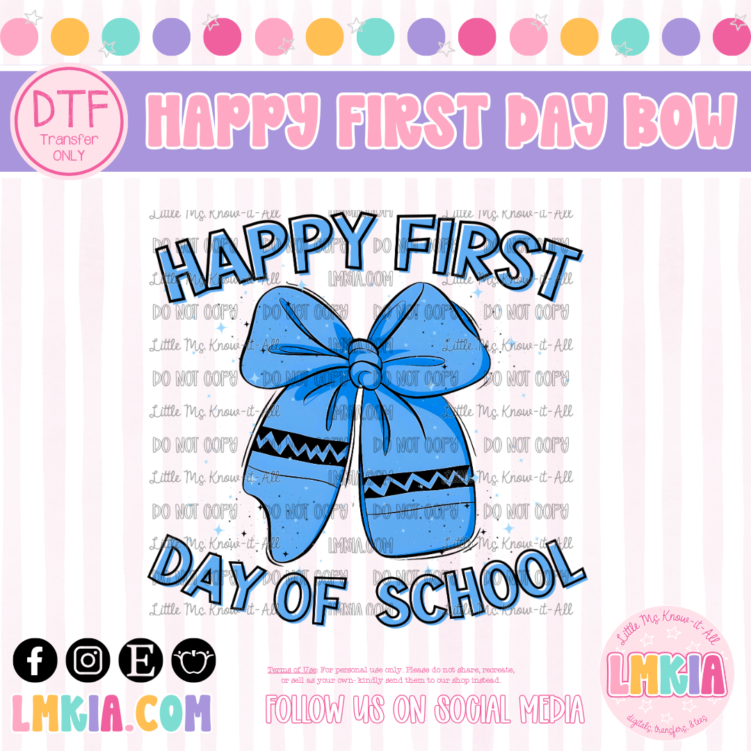 Happy First Day of School Bow DTF Transfer