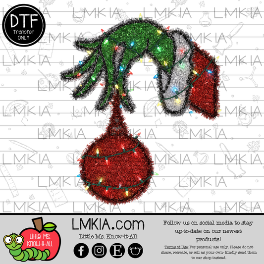 Tinsel Green Man Christmas DTF Transfer
