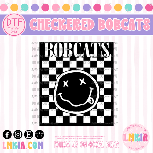 White Checkered Bobcats DTF Transfer