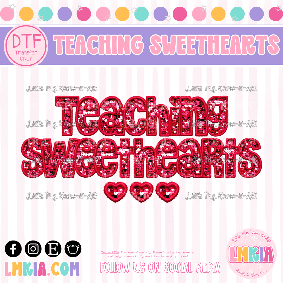 Teaching Sweethearts Faux Sequin DTF Transfer