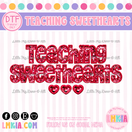 Teaching Sweethearts Faux Sequin DTF Transfer