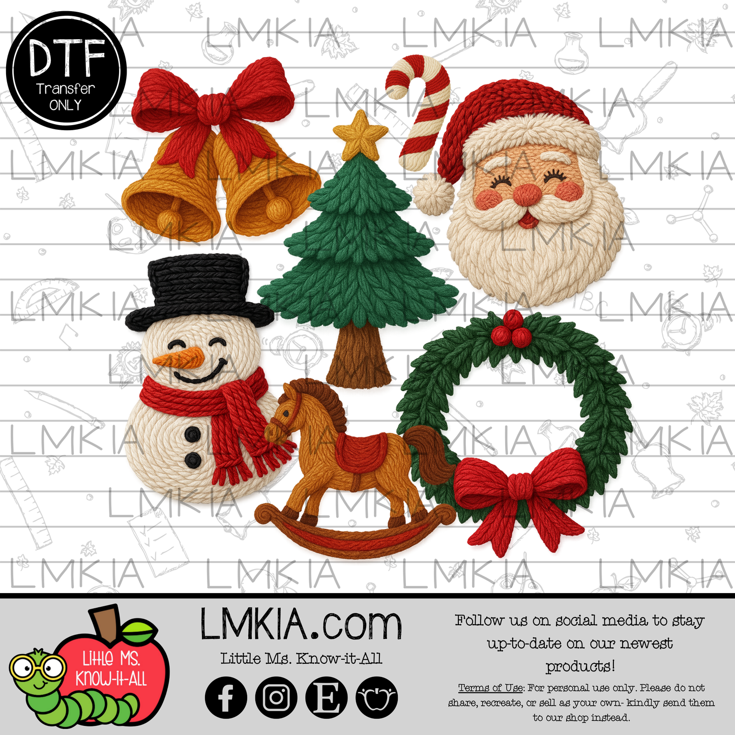 Faux Yarn Christmas DTF Transfer