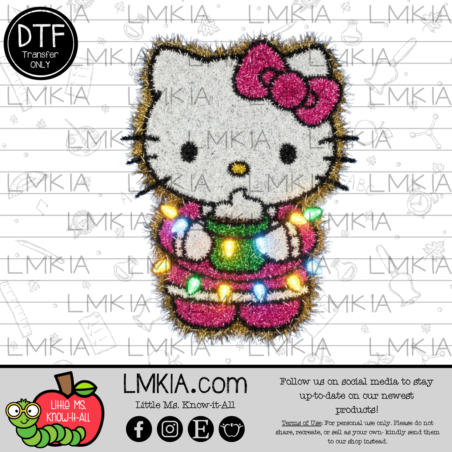 Tinsel Kitty Christmas DTF Transfer